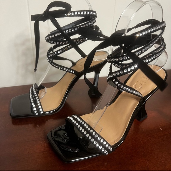 NWOT INC international Concepts Bradki sandals Rhinestone Square Toe Lace up 5.5 - Picture 3 of 10